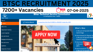 BTSC 7,274 Various Posts Recruitment 2025 – Apply Online for GMO, Pharmacist, Dentist, Dresser Jobs
