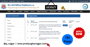 KGMU Lucknow Nursing Officer Recruitment 2025: Apply Online for 733 Posts
