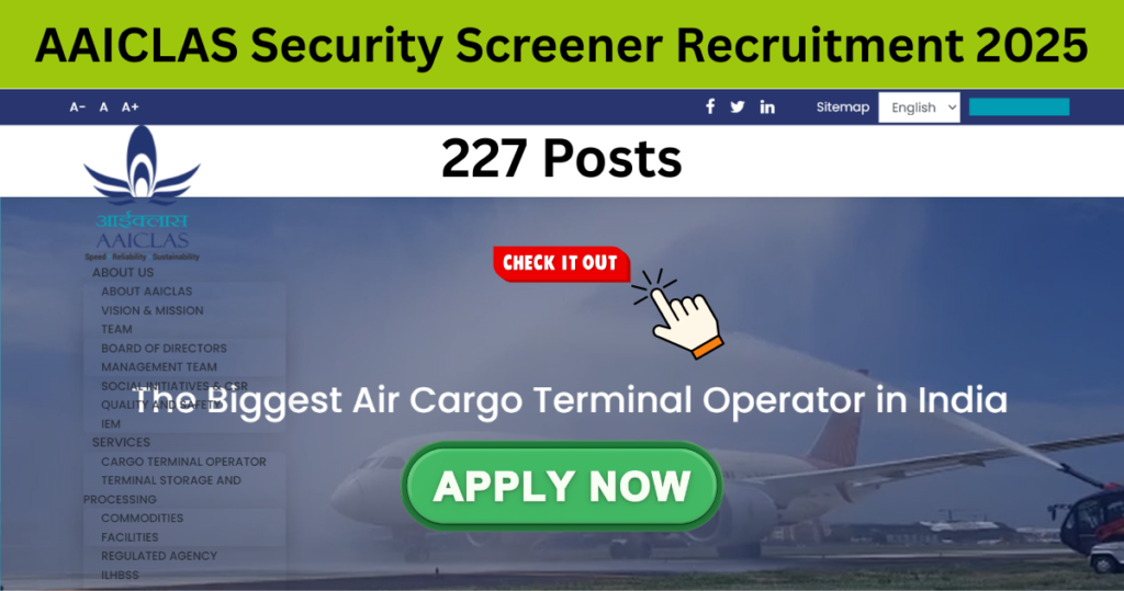 AAICLAS Security Screener Recruitment 2025-Apply Online for 227 Posts